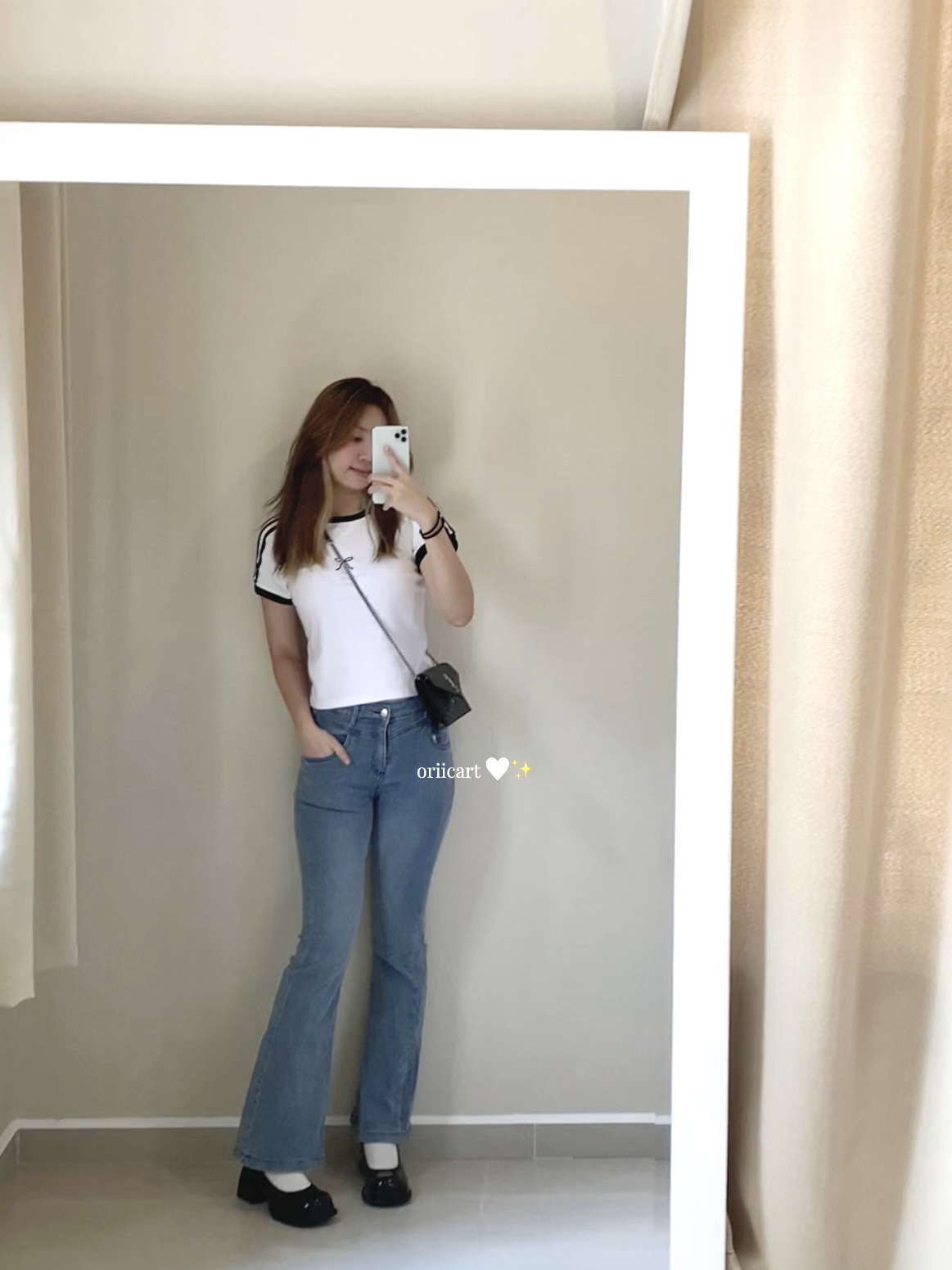 Skinny High Waist Flared Jeans in Vintage Blue