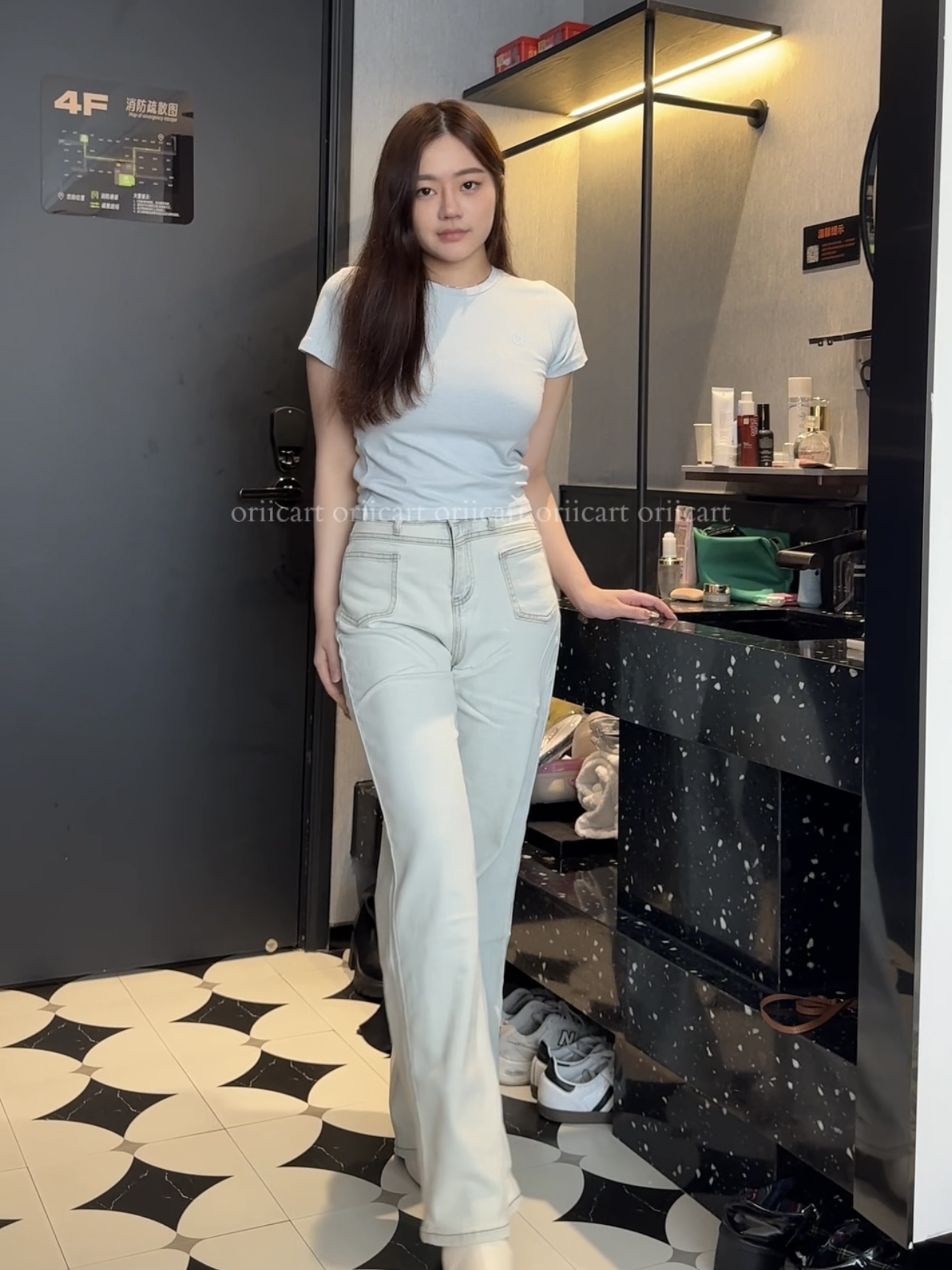 Front Button Pocket Casual Denim Jeans