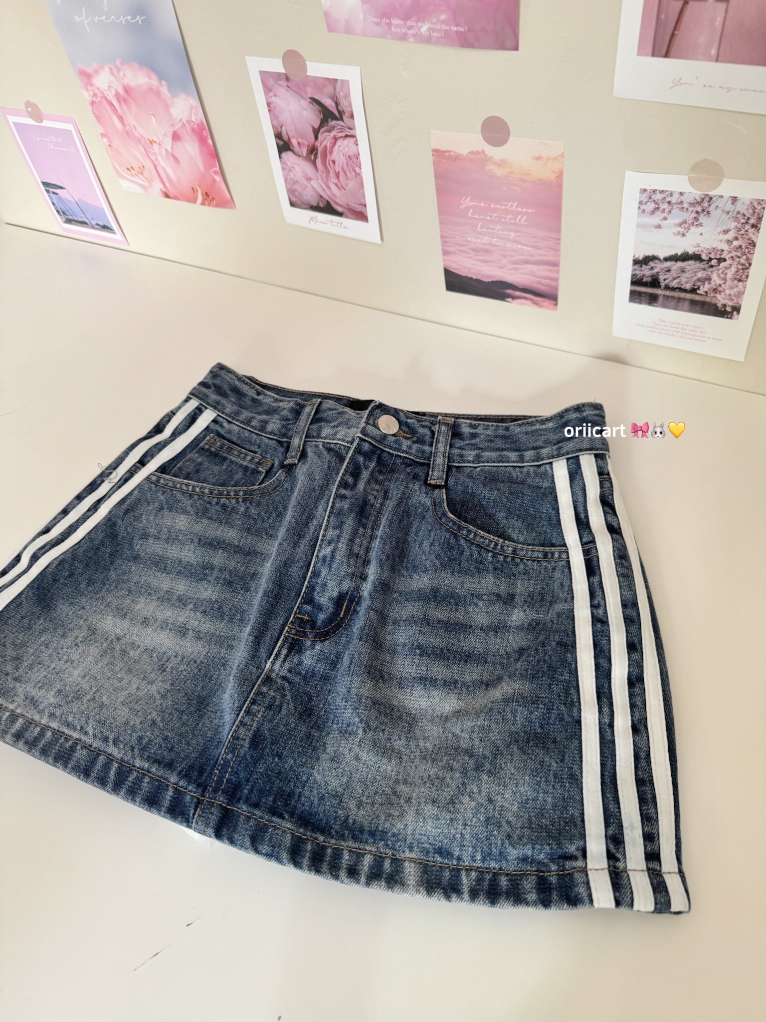 Three Stripes Casual Denim Skirt