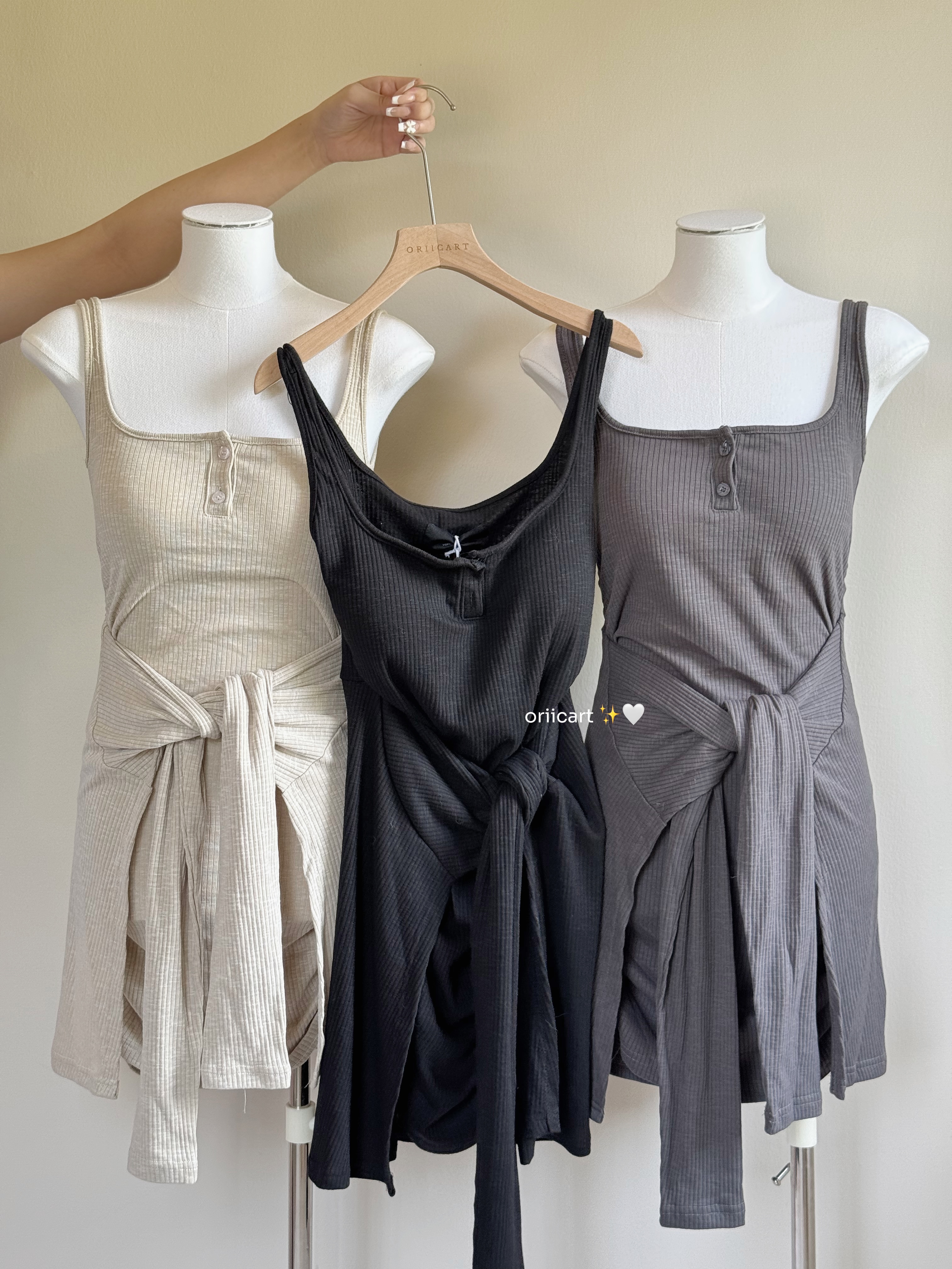 Ribbed Tie-Waist Bodycon Dress