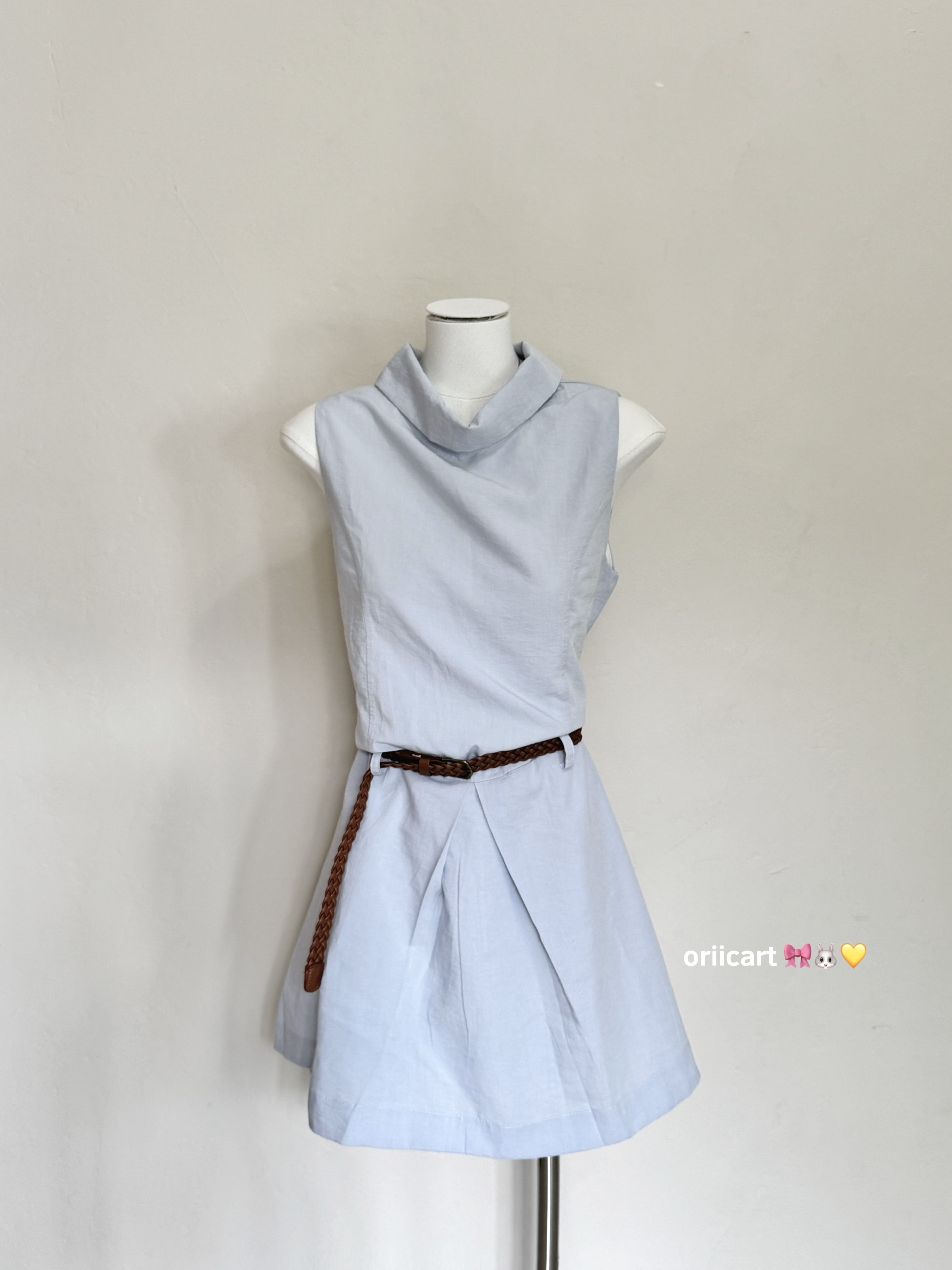 Sleeveless Cowl-neck Belted Dress