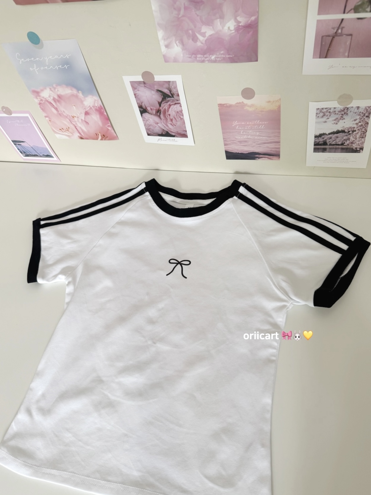 3-Stripes Ribbon Crop Top in White