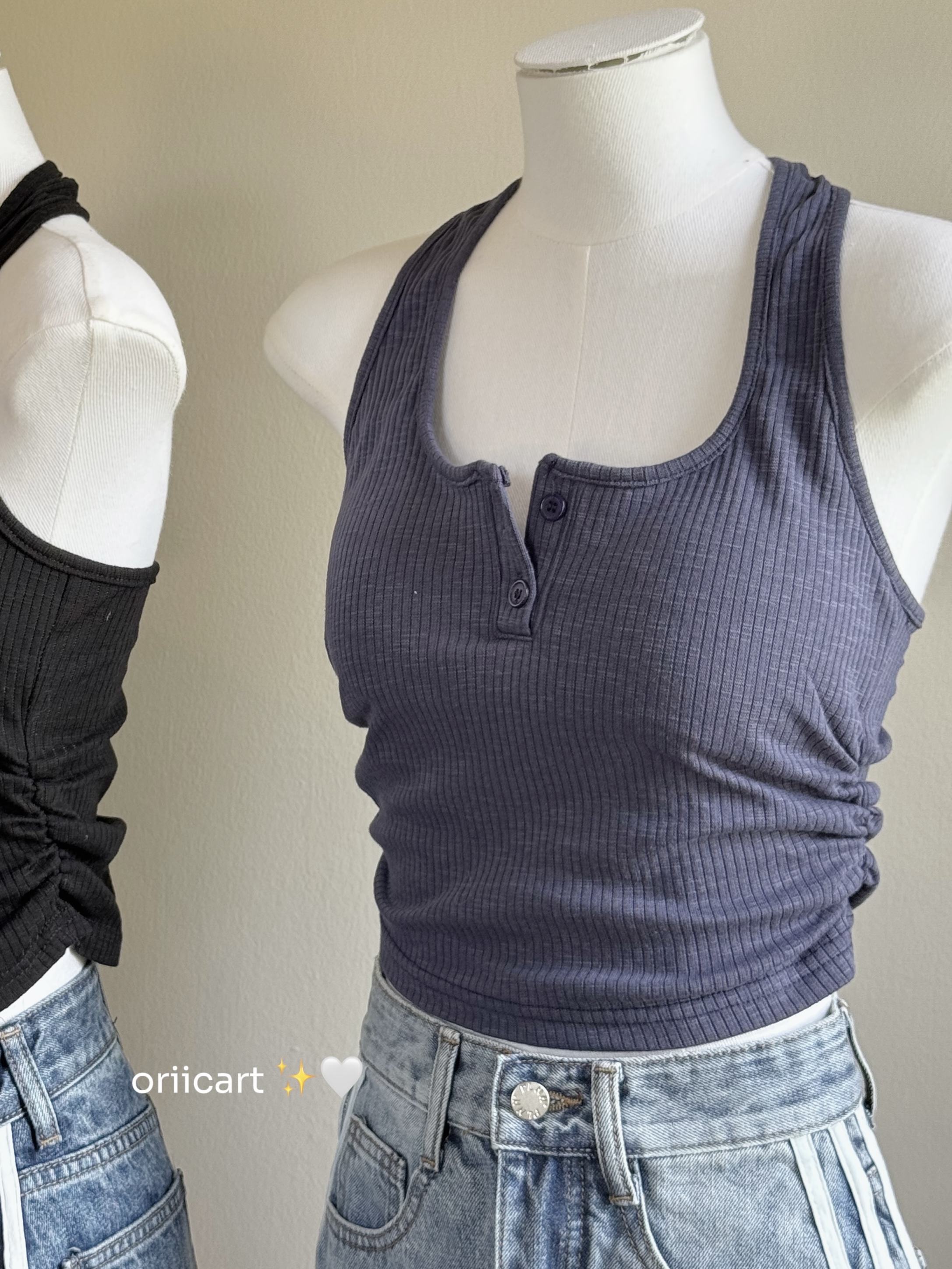Nipped Waist Halter Neck Padded Tank Top