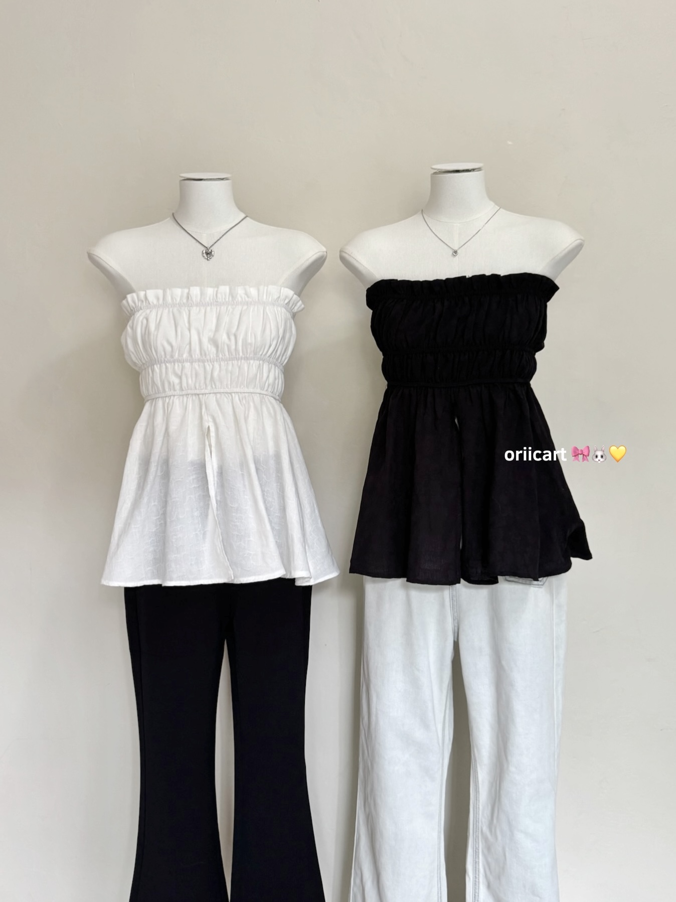 Frenchy Linen Ruffled Hem Tube Top