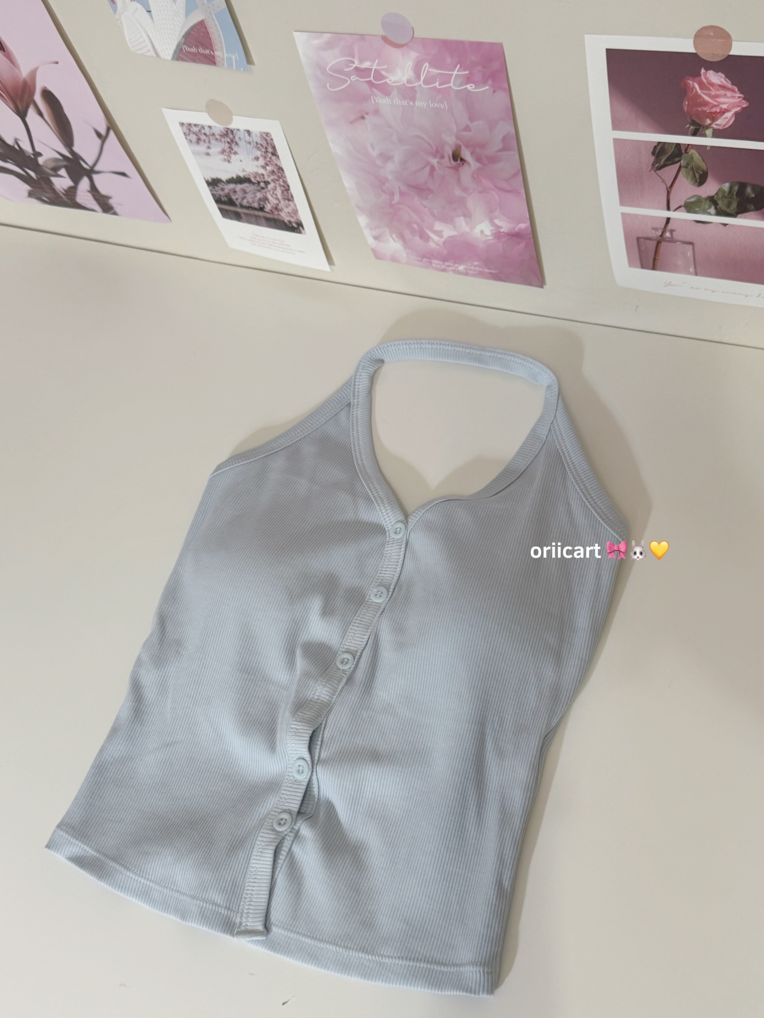 T054 Baby Blue Padded Halter Top